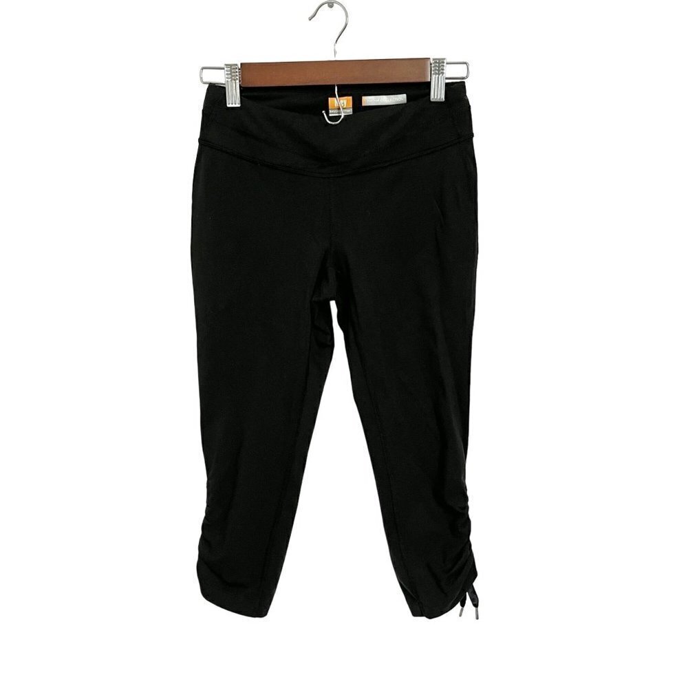 Lucy Hatha Collection Cropped Leggings Black Women Size Small Mid Rise